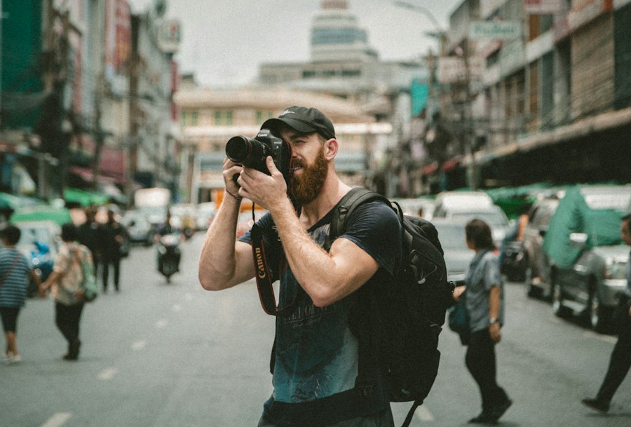 Student shooting with cinematic light